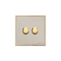 Executive Range Satin Nickel with Polished Brass Switches & Sockets, EX15 - 2 Gang TED Dimmer (Compatible with LED Lamps) by Heritage Brass By M-Marcus