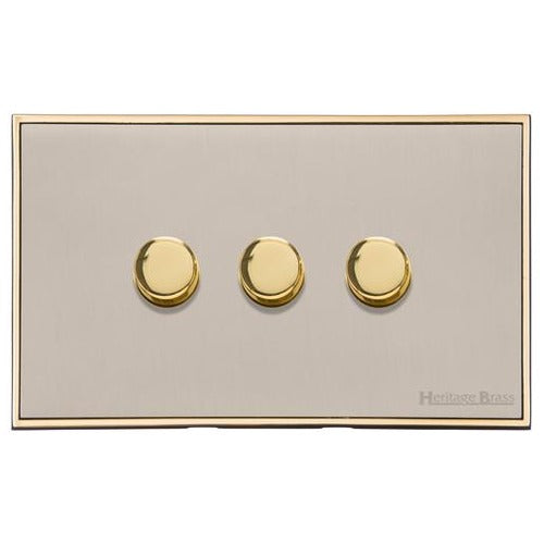 Executive Range Satin Nickel with Polished Brass Switches & Sockets, EX15 - 3G Multi Location Secondary Dimmer by Heritage Brass By M-Marcus