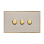 Executive Range Satin Nickel with Polished Brass Switches & Sockets, EX15 - 3 Gang Dimmer 400 watts (Compatible with halogen/ incandescent bulbs) by Heritage Brass By M-Marcus