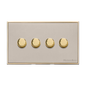 Executive Range Satin Nickel with Polished Brass Switches & Sockets, EX15 - 4 Gang Dimmer 400 watts(Compatible with halogen/ incandescent bulbs) by Heritage Brass By M-Marcus