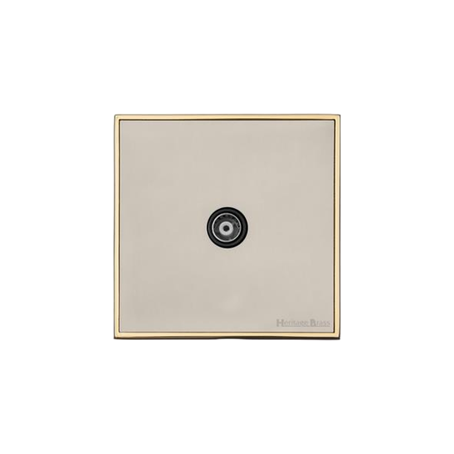 Executive Range Satin Nickel with Polished Brass Switches & Sockets, EX15 - 1 Gang Isolated TV Coaxial Socket by Heritage Brass By M-Marcus