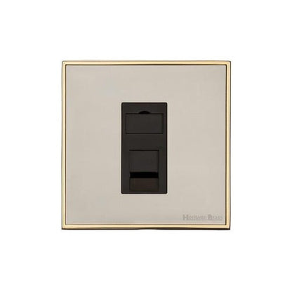 Executive Range Satin Nickel with Polished Brass Switches & Sockets, EX15 - 1 Gang CAT6 by Heritage Brass By M-Marcus