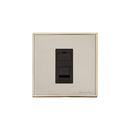 Executive Range Satin Nickel with Polished Brass Switches & Sockets, EX15 - 1 Gang RJ45 by Heritage Brass By M-Marcus