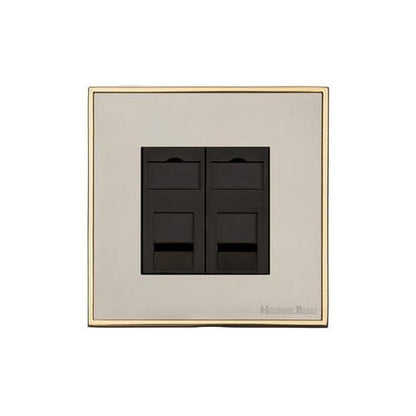 Executive Range Satin Nickel with Polished Brass Switches & Sockets, EX15 - 2 Gang CAT6 by Heritage Brass By M-Marcus