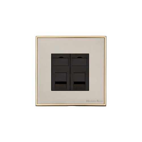 Executive Range Satin Nickel with Polished Brass Switches & Sockets, EX15 - 2 Gang Secondary Line Socket by Heritage Brass By M-Marcus