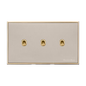 Executive Range Satin Nickel with Polished Brass Switches & Sockets, EX15 - 3 Gang Stockholm Toggle by Heritage Brass By M-Marcus