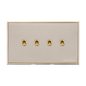 Executive Range Satin Nickel with Polished Brass Switches & Sockets, EX15 - 4 Gang Stockholm Toggle by Heritage Brass By M-Marcus