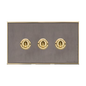 Executive Range Satin Black Nickel with Polished Brass Switches & Sockets, EX16 - 3 Gang Toggle Switch by Heritage Brass By M-Marcus