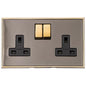 Executive Range Satin Black Nickel with Polished Brass Switches & Sockets, EX16 - Double Socket (13 Amp) by Heritage Brass By M-Marcus