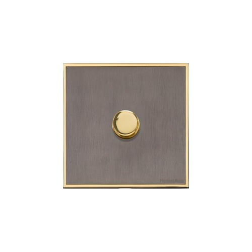 Executive Range Satin Black Nickel with Polished Brass Switches & Sockets, EX16 - 1 Gang TED Dimmer (Compatible with LED Lamps) by Heritage Brass By M-Marcus