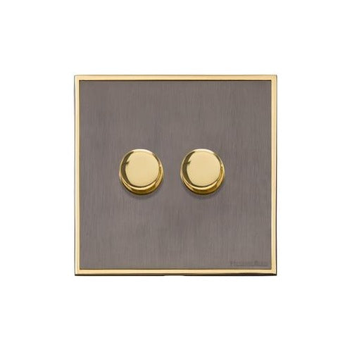 Executive Range Satin Black Nickel with Polished Brass Switches & Sockets, EX16 - 2G Multi Location Secondary Dimmer by Heritage Brass By M-Marcus