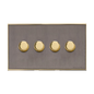 Executive Range Satin Black Nickel with Polished Brass Switches & Sockets, EX16 - 4 Gang Dimmer 400 watts(Compatible with halogen/ incandescent bulbs) by Heritage Brass By M-Marcus