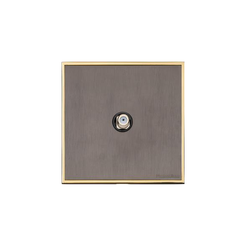 Executive Range Satin Black Nickel with Polished Brass Switches & Sockets, EX16 - 1 Gang Satellite Socket by Heritage Brass By M-Marcus