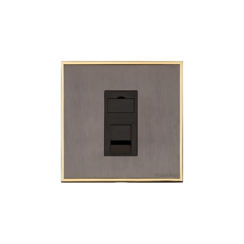 Executive Range Satin Black Nickel with Polished Brass Switches & Sockets, EX16 - 1 Gang RJ11 by Heritage Brass By M-Marcus