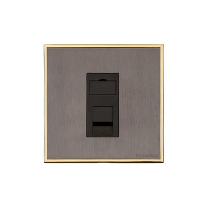 Executive Range Satin Black Nickel with Polished Brass Switches & Sockets, EX16 - 1 Gang CAT6 by Heritage Brass By M-Marcus