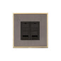 Executive Range Satin Black Nickel with Polished Brass Switches & Sockets, EX16 - 2 Gang CAT6 by Heritage Brass By M-Marcus