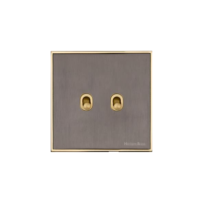 Executive Range Satin Black Nickel with Polished Brass Switches & Sockets, EX16 - 2 Gang Stockholm Toggle by Heritage Brass By M-Marcus