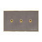 Executive Range Satin Black Nickel with Polished Brass Switches & Sockets, EX16 - 3 Gang Stockholm Toggle by Heritage Brass By M-Marcus