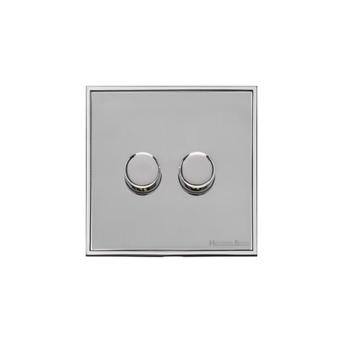 Executive Range Polished Chrome Switches & Sockets, EX22 - 2 Gang Dimmer 400 watts (Compatible with halogen/ incandescent bulbs) by Heritage Brass By M-Marcus