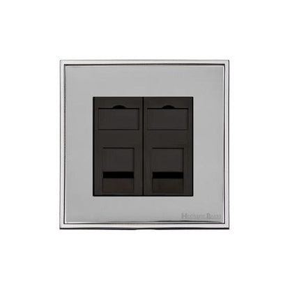 Executive Range Polished Chrome Switches & Sockets, EX22 - 2 Gang CAT6 by Heritage Brass By M-Marcus