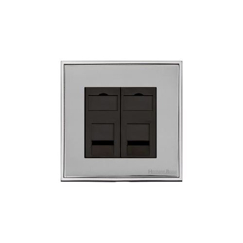 Executive Range Polished Chrome Switches & Sockets, EX22 - 2 Gang Secondary Line Socket by Heritage Brass By M-Marcus