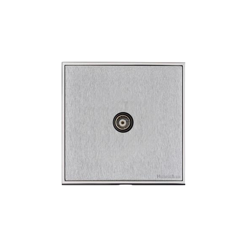 Executive Range Satin Chrome with Polished Chrome Switches & Sockets, EX23 - 1 Gang Isolated TV Coaxial Socket by Heritage Brass By M-Marcus