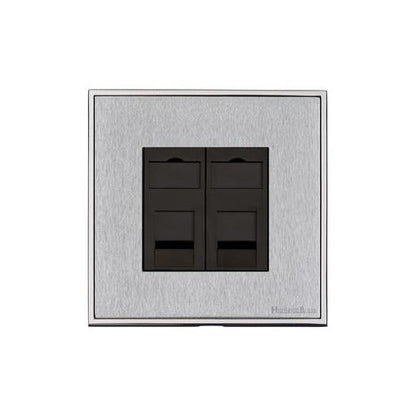 Executive Range Satin Chrome with Polished Chrome Switches & Sockets, EX23 - 2 Gang CAT6 by Heritage Brass By M-Marcus