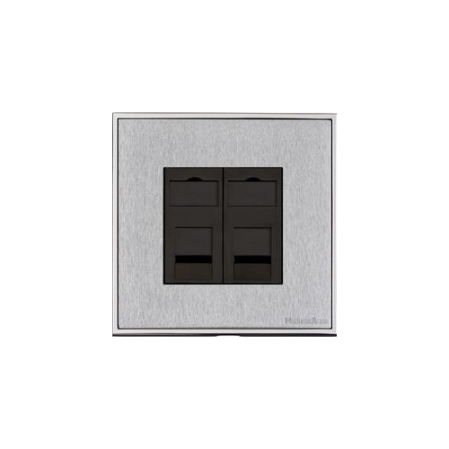 Executive Range Satin Chrome with Polished Chrome Switches & Sockets, EX23 - 2 Gang RJ45 by Heritage Brass By M-Marcus