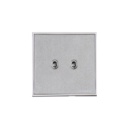 Executive Range Satin Chrome with Polished Chrome Switches & Sockets, EX23 - 2 Gang Stockholm Toggle by Heritage Brass By M-Marcus