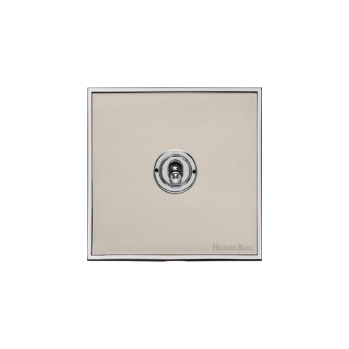 Executive Range Satin Nickel with Polished Chrome Switches & Sockets, EX25 - 1 Gang Toggle Switch by Heritage Brass By M-Marcus
