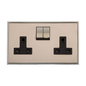Executive Range Satin Nickel with Polished Chrome Switches & Sockets, EX25 - Double Socket (13 Amp) by Heritage Brass By M-Marcus