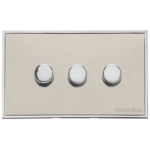 Executive Range Satin Nickel with Polished Chrome Switches & Sockets, EX25 - 3G Multi Location Primary Dimmer by Heritage Brass By M-Marcus