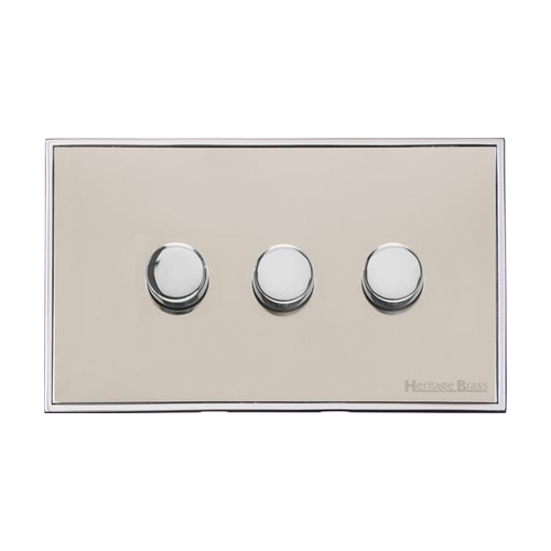 Executive Range Satin Nickel with Polished Chrome Switches & Sockets, EX25 - 3 Gang Dimmer 400 watts (Compatible with halogen/ incandescent bulbs) by Heritage Brass By M-Marcus