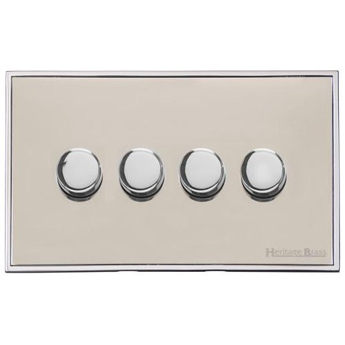 Executive Range Satin Nickel with Polished Chrome Switches & Sockets, EX25 - 4G Multi Location Primary Dimmer by Heritage Brass By M-Marcus