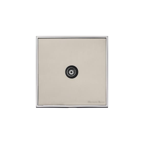 Executive Range Satin Nickel with Polished Chrome Switches & Sockets, EX25 - 1 Gang Non-Isolated TV Coaxial Socket by Heritage Brass By M-Marcus