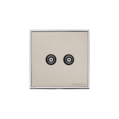 Executive Range Satin Nickel with Polished Chrome Switches & Sockets, EX25 - TV/FM Diplexed Socket by Heritage Brass By M-Marcus