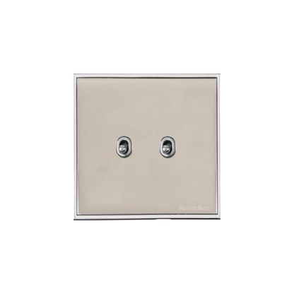 Executive Range Satin Nickel with Polished Chrome Switches & Sockets, EX25 - 2 Gang Stockholm Toggle by Heritage Brass By M-Marcus