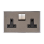 Executive Range Satin Black Nickel with Polished Chrome Switches & Sockets, EX26 - Double Socket (13 Amp) by Heritage Brass By M-Marcus