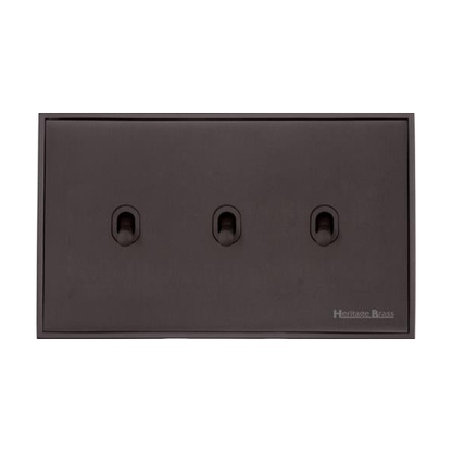 Executive Range Matt Bronze Switches & Sockets, EX9 - 3 Gang Stockholm Toggle by Heritage Brass By M-Marcus