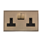 Executive Range Antique Brass Switches & Sockets, EX91 - Double Socket (13 Amp) by Heritage Brass By M-Marcus