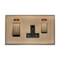 Executive Range Antique Brass Switches & Sockets, EX91 - 45A Cooker Unit + 13A Socket by Heritage Brass By M-Marcus