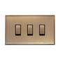 Executive Range Antique Brass Switches & Sockets, EX91 - 3 Gang Rocker Switch Twin Plate by Heritage Brass By M-Marcus