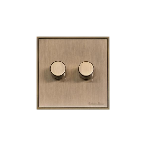 Executive Range Antique Brass Switches & Sockets, EX91 - 2 Gang Dimmer 250 watts (Compatible with halogen/ incandescent bulbs) by Heritage Brass By M-Marcus