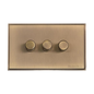 Executive Range Antique Brass Switches & Sockets, EX91 - 3 Gang Dimmer 250 watts (Compatible with halogen/ incandescent bulbs) by Heritage Brass By M-Marcus