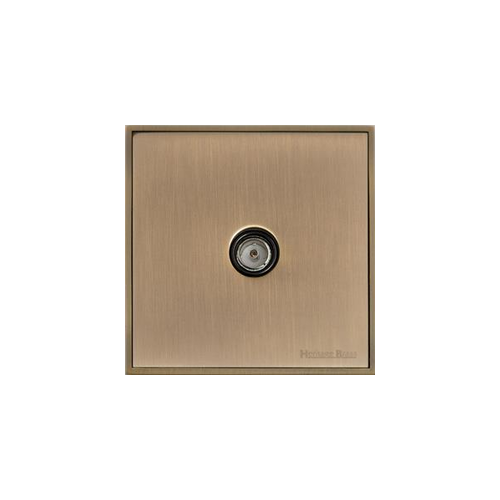Executive Range Antique Brass Switches & Sockets, EX91 - 1 Gang Non-Isolated TV Coaxial Socket by Heritage Brass By M-Marcus