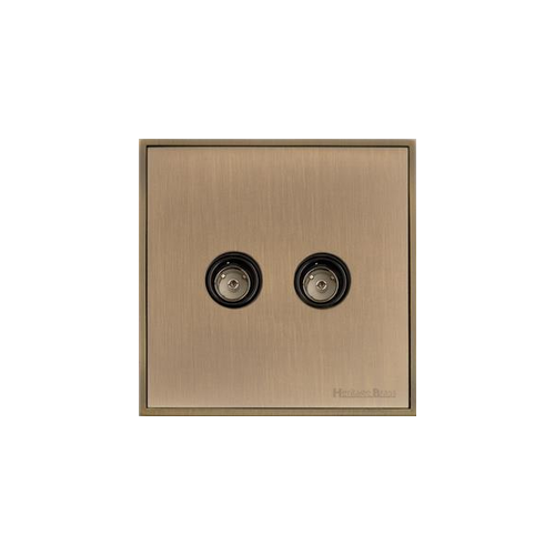 Executive Range Antique Brass Switches & Sockets, EX91 - TV/FM Diplexed Socket by Heritage Brass By M-Marcus