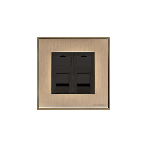 Executive Range Antique Brass Switches & Sockets, EX91 - 2 Gang Master Line Socket by Heritage Brass By M-Marcus