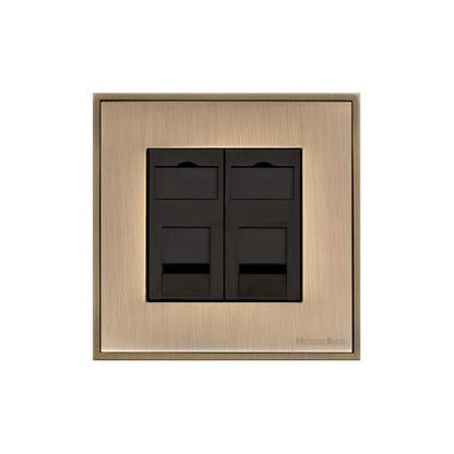 Executive Range Antique Brass Switches & Sockets, EX91 - 2 Gang CAT6 by Heritage Brass By M-Marcus