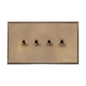Executive Range Antique Brass Switches & Sockets, EX91 - 4 Gang Stockholm Toggle by Heritage Brass By M-Marcus