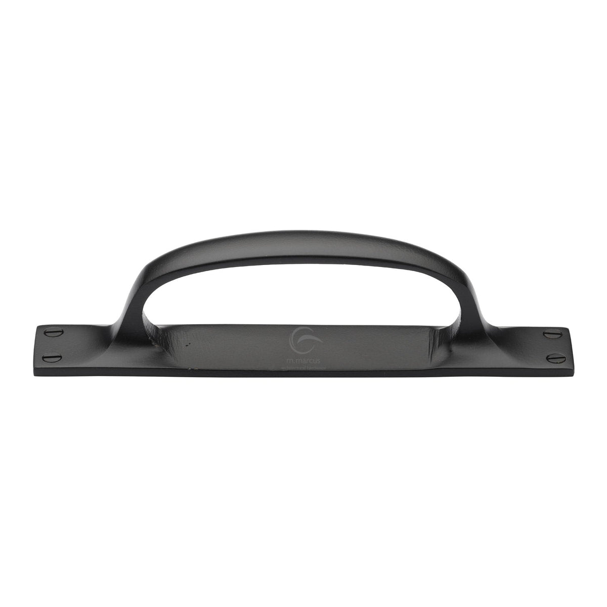 Matt Black Iron Cabinet Pull Handle On Plate by M Marcus - Heritage Brass